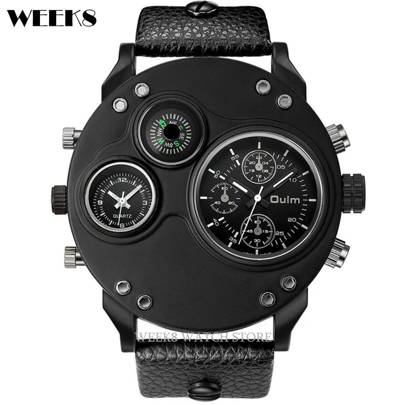 Luxury Sports Watches for Men Top Brand Casual Military Big Dial Cool Man Unique Wristwatch Male Decorative Compass Quartz Clock