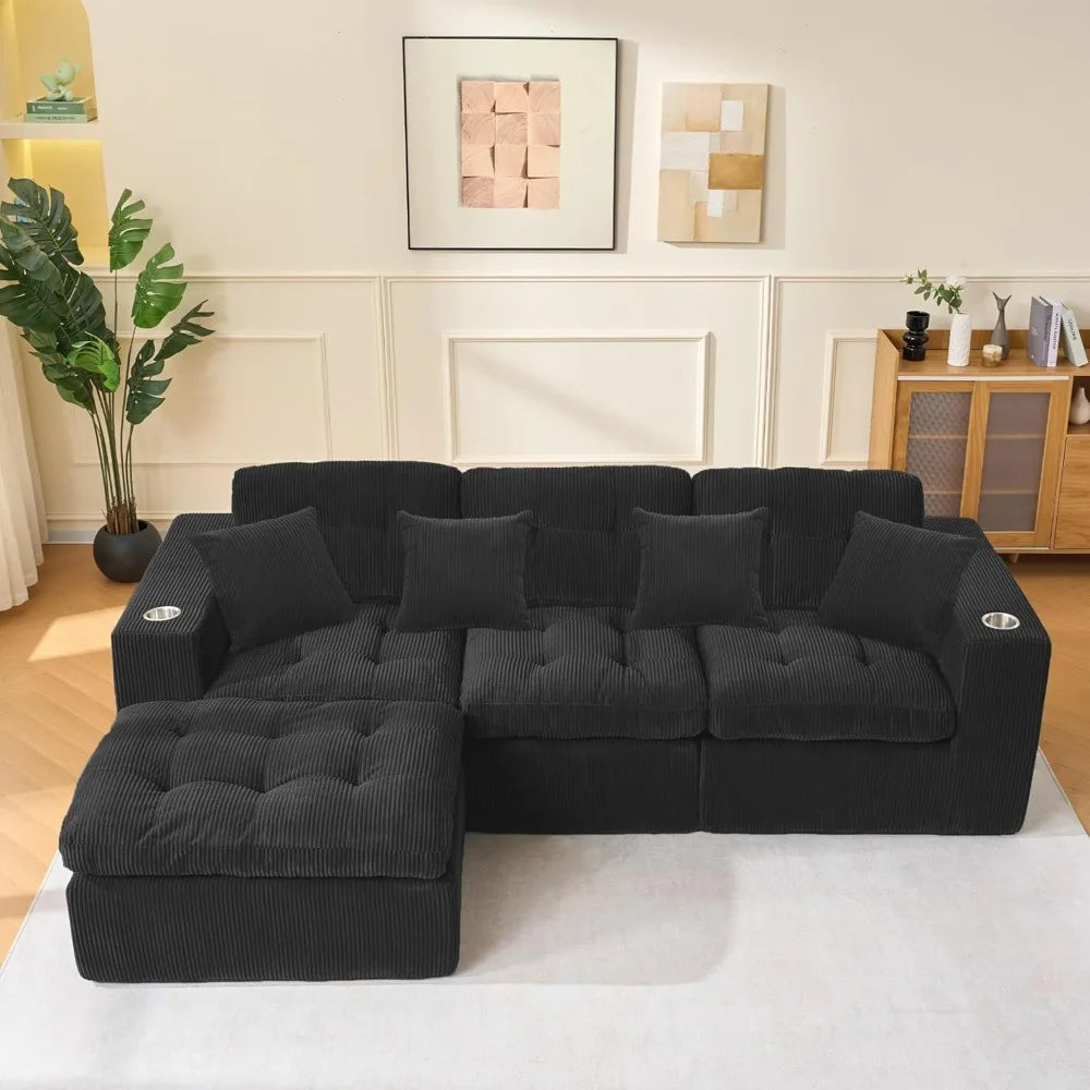 Modern 105 Inch Cloud Sectional Sofa, L-Shaped Comfortable 3 Seater for Living Room | Kimlud Luxury Chair