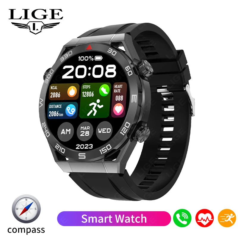 LIGE New NFC Smart Watch Men GPS Tracker Sport Fitness Men Watch For Android IOS Wireless Call ECG+PPG Health Monitor Smartwatch