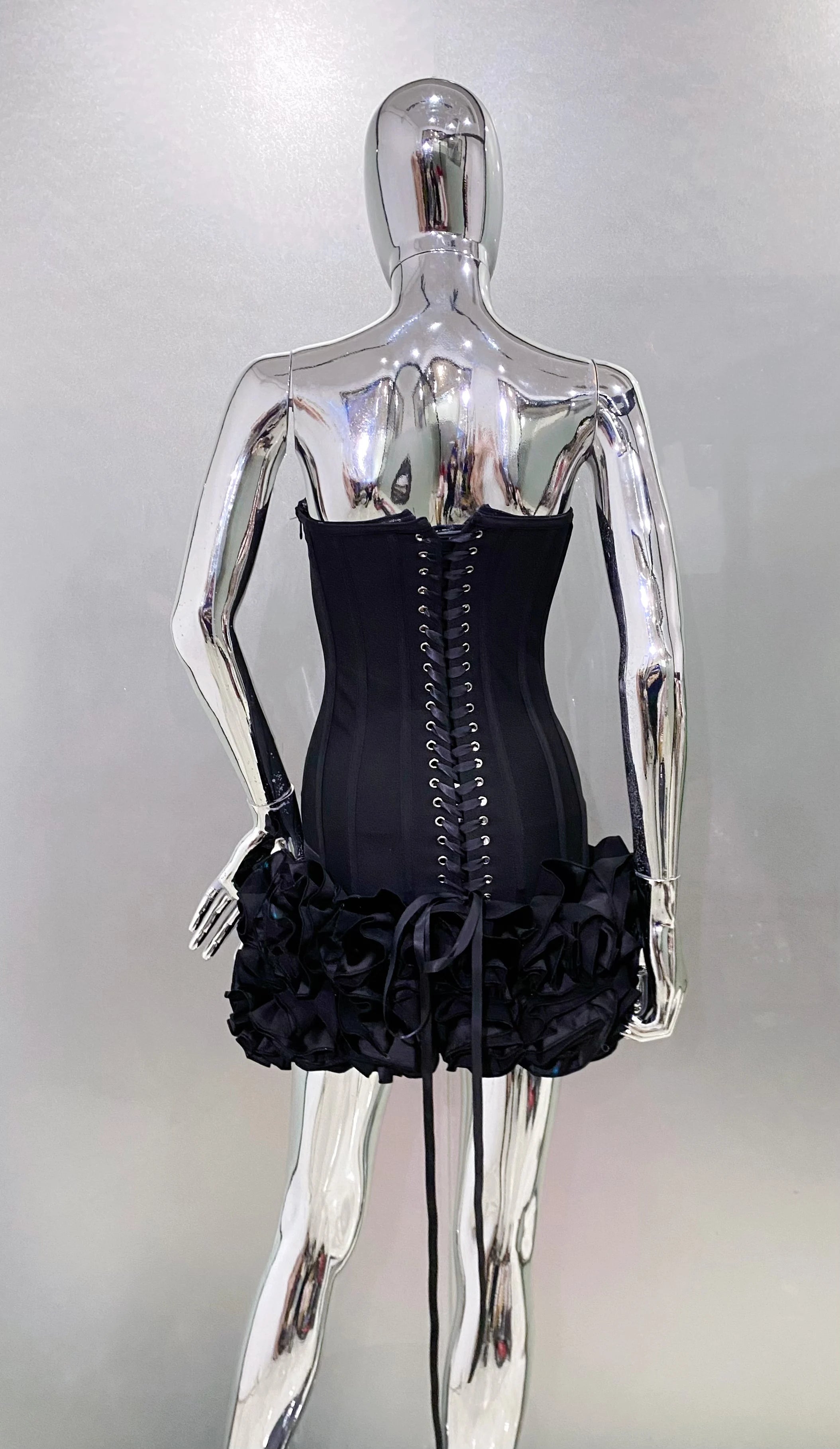 Red Color Women Sexy Strapless Ball Gown Mini Dress Celebrity Red Carpet Fashion Evening Party Celebrate Dress Wholesale