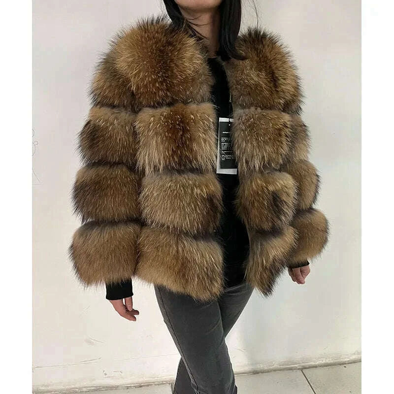 2024 maomaokong Super Hot Winter Women Luxury Thick Real Raccoon Fur Coat Natural Fox Fur Jacket Plus Size Jackets Female Vest