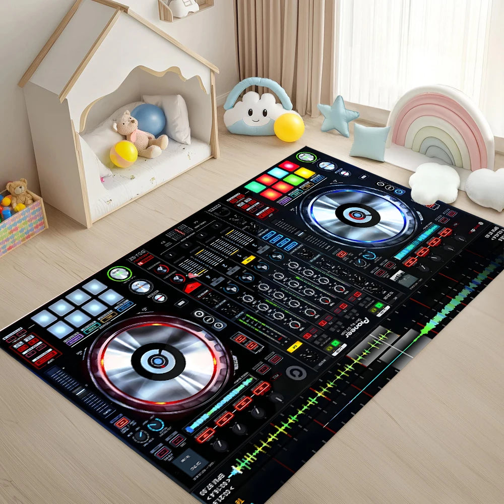 Retro DJ Console Carpet Music Studio Pattern Mat Stylish Area Rug for Living Room Bedroom Home Decoration Home Rugs for Bedroom - Kimlud