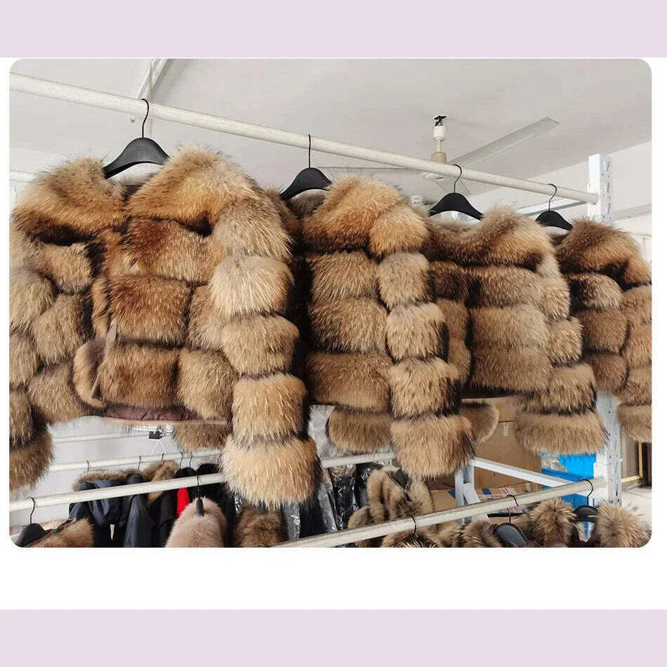 2024 maomaokong Super Hot Winter Women Luxury Thick Real Raccoon Fur Coat Natural Fox Fur Jacket Plus Size Jackets Female Vest