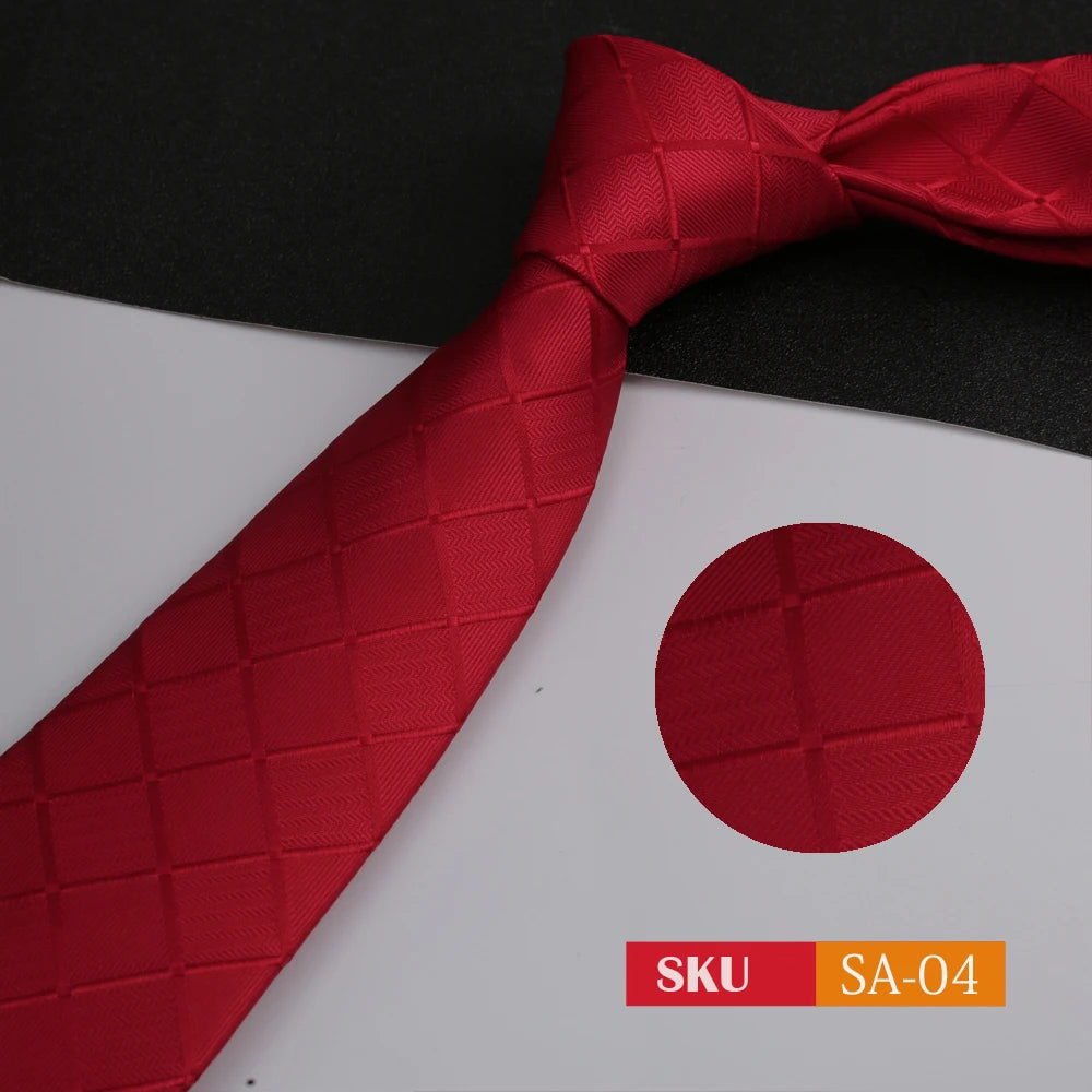 Luxury 8CM Mens Ties Necktie Solid Twill Stripes Plaids Ties For Man Groom Neck Tie For Business Party