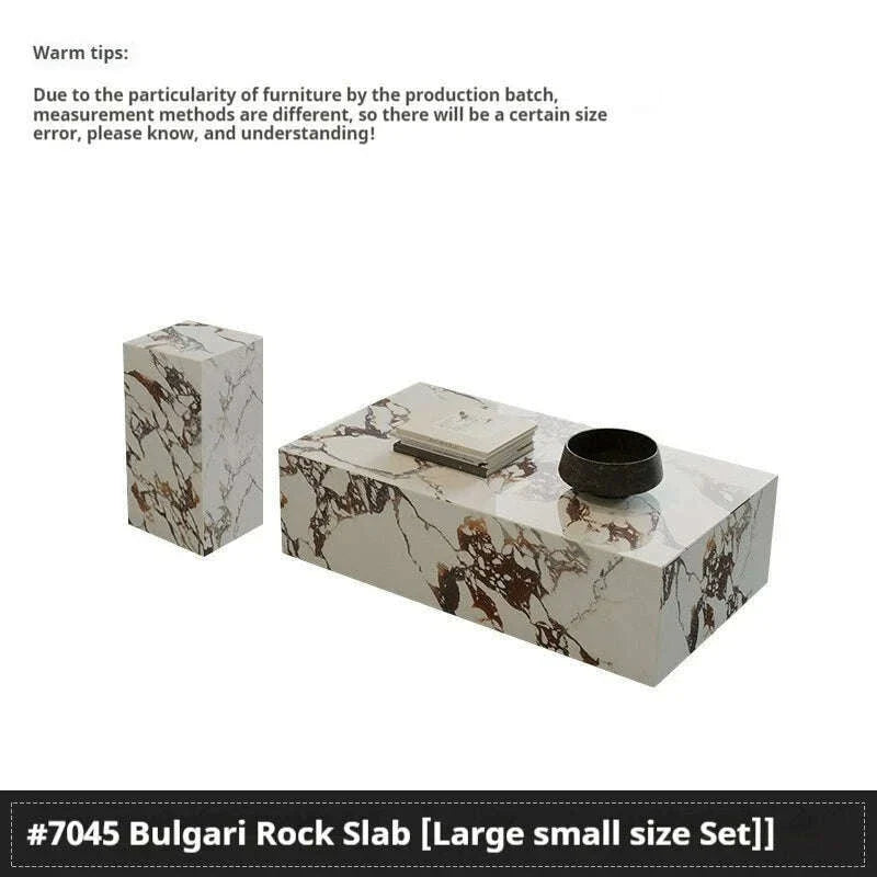 Luxury Stone Coffee Table, Nordic French Retro Design, Compact Corner Table Set for Small Space Living Room, High-End Side Table