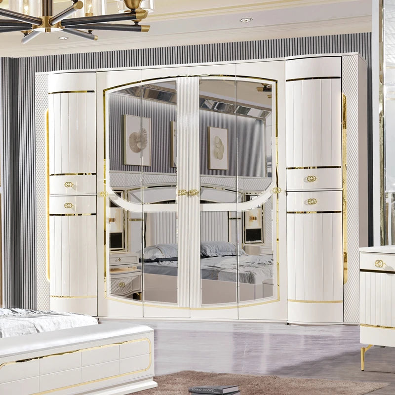 A Factory Price Luxury Bedroom Set Furniture king Size Bed Furniture with Led Light Bedroom Furniture Sets