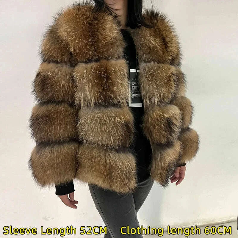 2024 maomaokong Super Hot Winter Women Luxury Thick Real Raccoon Fur Coat Natural Fox Fur Jacket Plus Size Jackets Female Vest