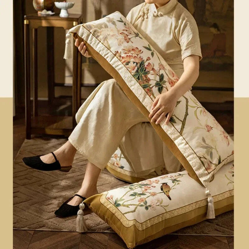 Chinese Flora Bird Pillows 35x100 Long Cushion Luxury Retro Cushions Decorative Pillow For Sofa Chair Bedding Home Decoration