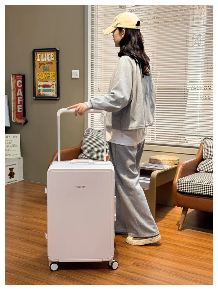 Travel Suitcase Aluminium Frame Wide Trolley Luggage Female Large Capacity Mute Universal Wheel Password Box Carry on...