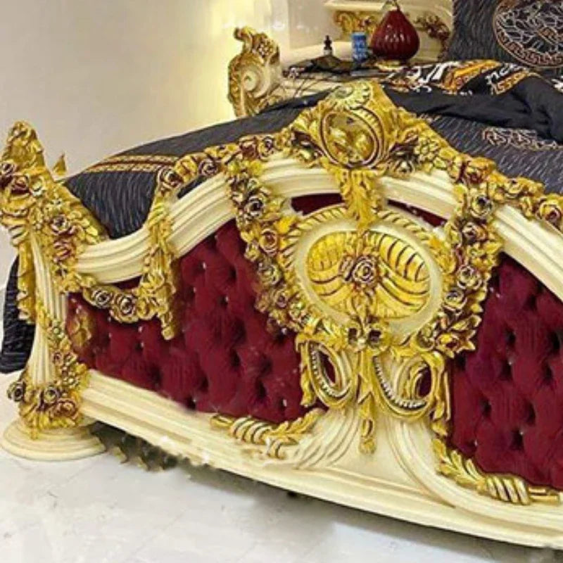 European Double Queen Bed Headboards Vintage Square Romantic Simple Trendy Unusual Bed Light Luxury Beliche Lounge Furniture - Kimlud