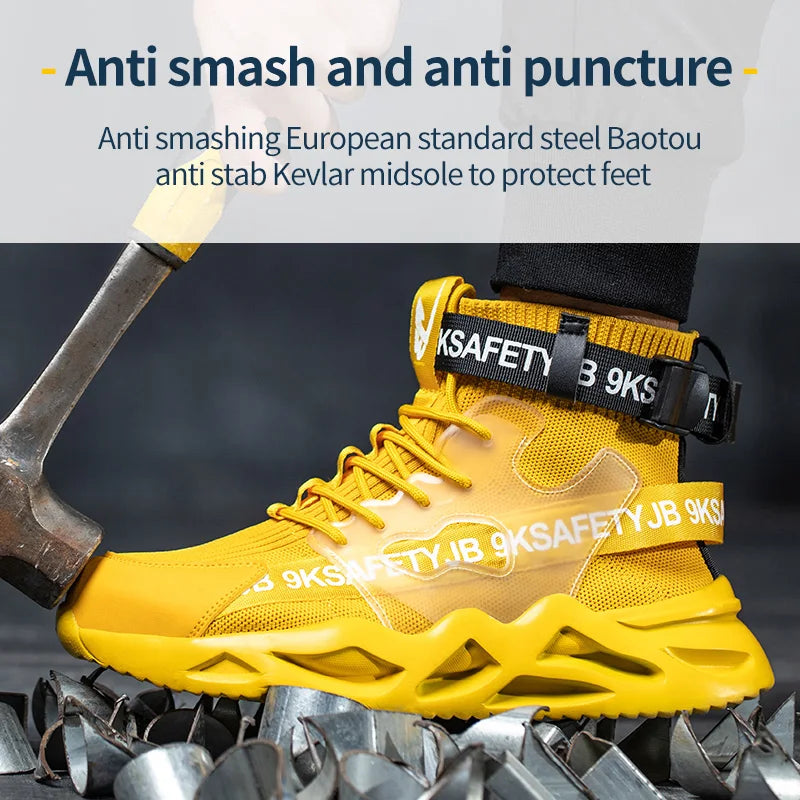 Man Safety Shoes Puncture-Proof Work Sneakers Lightweight Work Shoes Men Steel Toe Shoes Safety Boots Indestructible Shoes