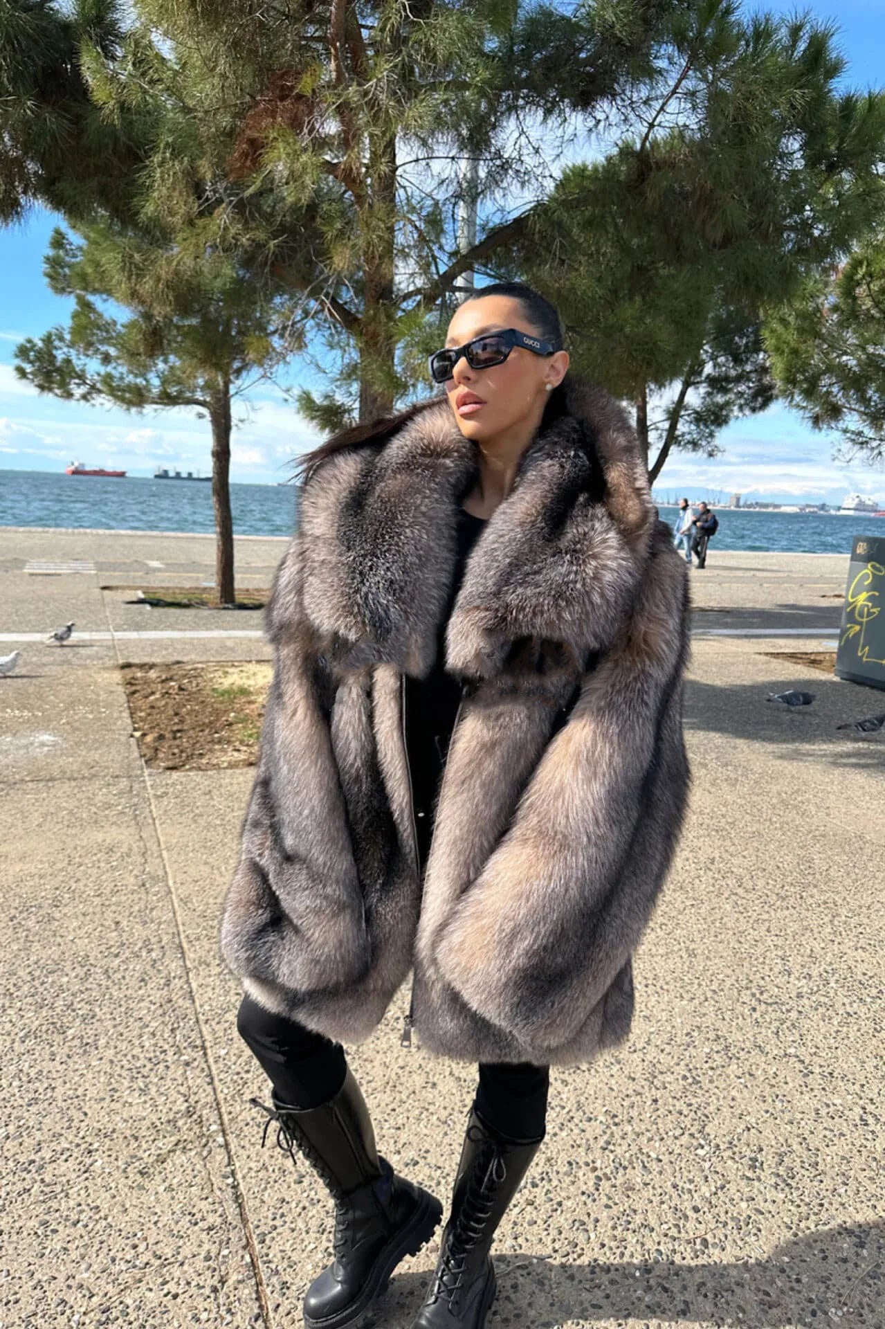 Winter Custom Size Real Fox Fur Coat Women Luxury Thick Turn Down Collar Natural Silver Fox Fur Coat