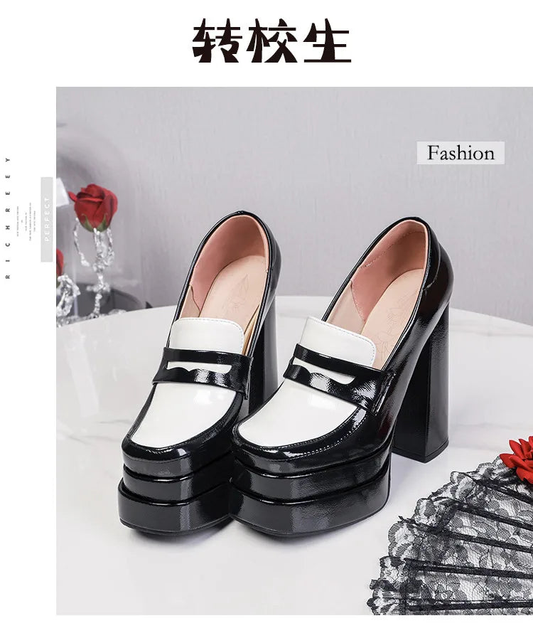 NASBAVI Chunky Platform Super High Heels Pumps for Women 2025 Brand New Spring Fashion Show Shoes Punk Party Ladie Loafers