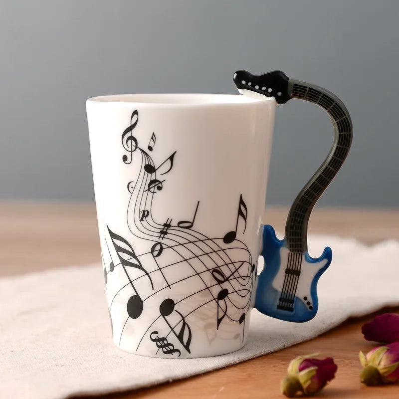 Novelty Music Note Cup Ceramic Guitar Coffee Mugs Personality Tea/Milk/Juice/Lemon Water Bottle Christmas Birthday Gift...