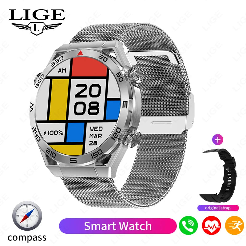 LIGE New NFC Smart Watch Men GPS Tracker Sport Fitness Men Watch For Android IOS Wireless Call ECG+PPG Health Monitor Smartwatch