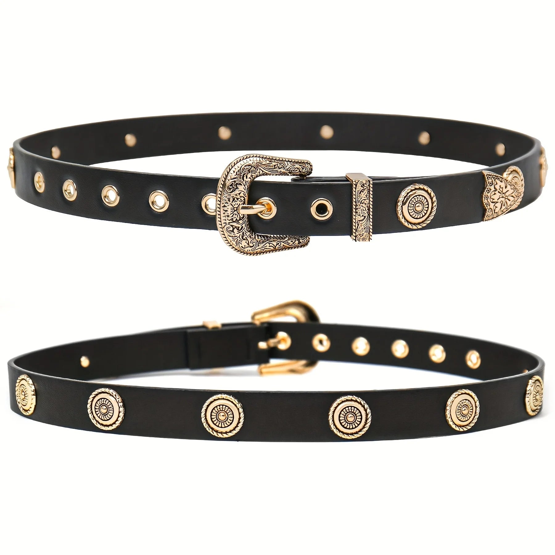 Women Studded Faux Leather Belt Fashion Western Punk for Womens Belts for Dresses Pants Jeans