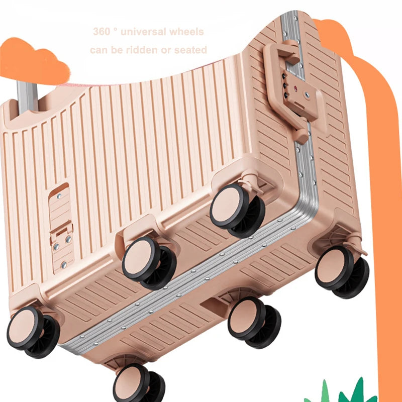 20 inch Mini Travel Suitcase Aluminum Frame Box Luggage Organizer Chirldren Ride Case Small Password Box Boarding Case