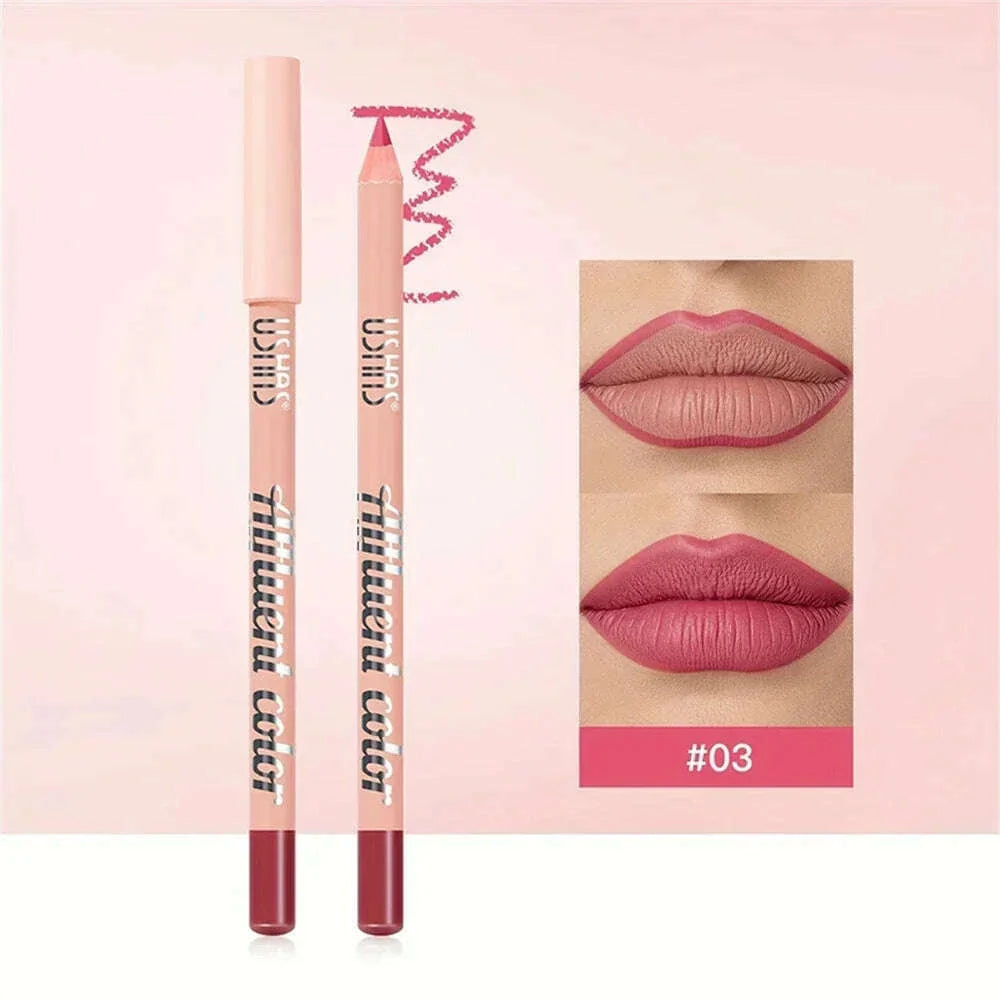 8 Color Nude Purple Matte Lipstick Pencil Long-lasting Waterproof Pink Plumping Stain Lip Liner Pro Lip Contour Makeup Tool