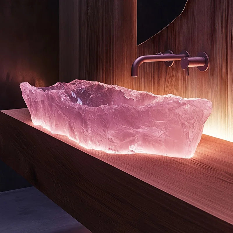 Resin dream crystal stone wash basin custom sales office model room bathroom single basin art table basin | Kimlud...