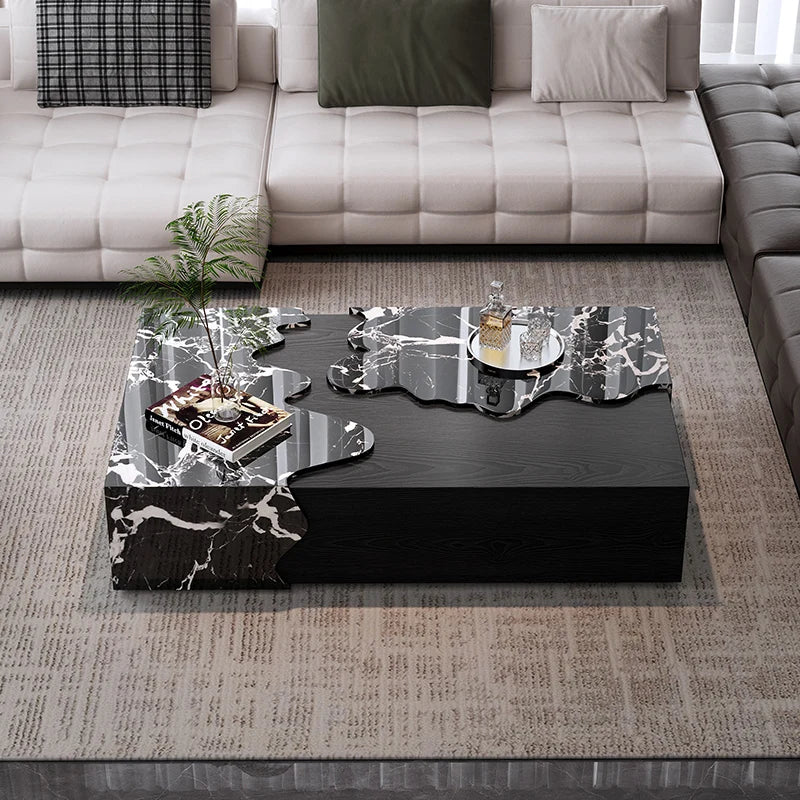Italian Designer Marble Coffee Table - Minimalist Luxury Rectangle Art Furniture for Compact Living - Kimlud