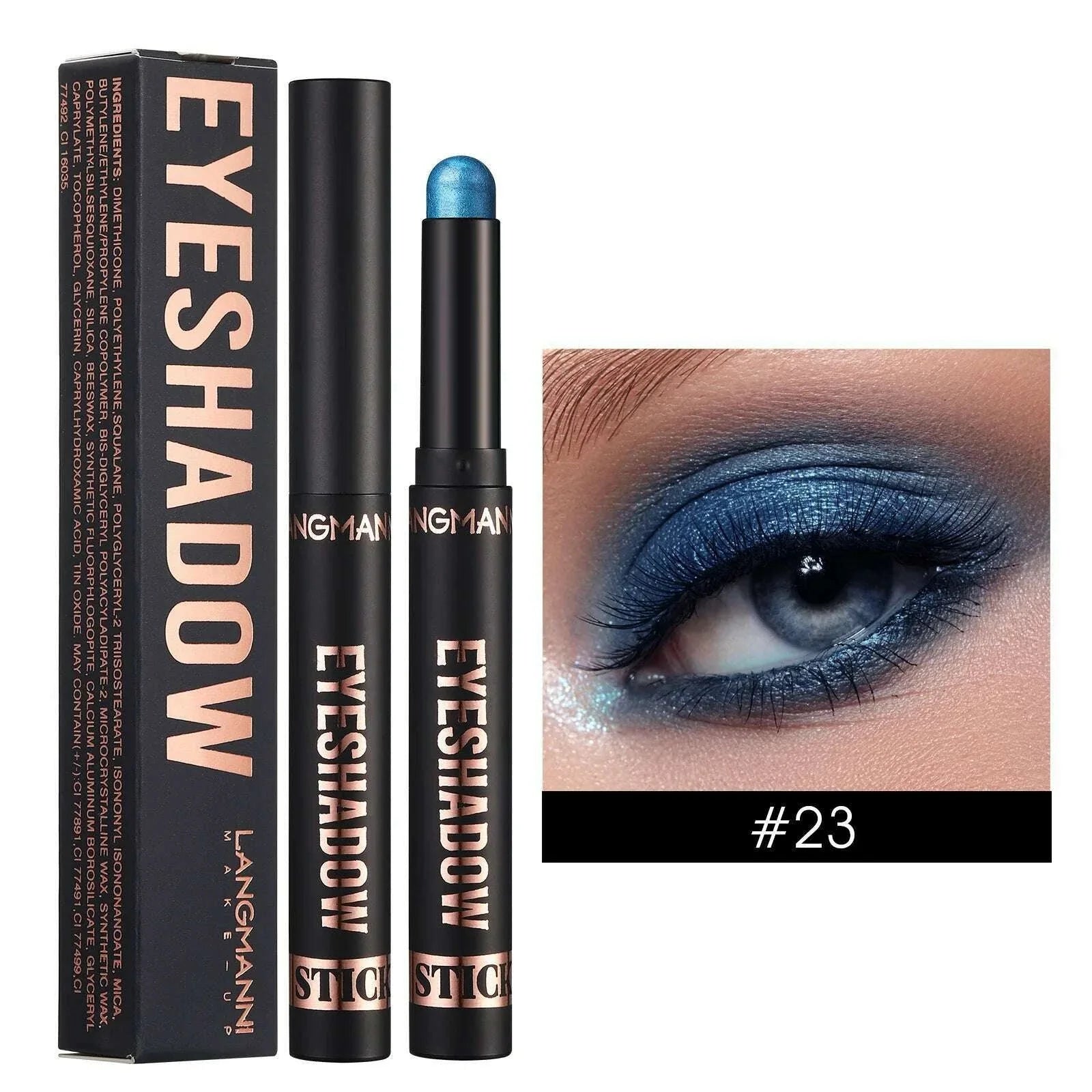 Smoky Dark Blue Eyeshadow Pencil Stick Waterproof Pearlescent 16 Colors Metallic Glitter Eye Shadow Highlighter Pen Makeup Tool