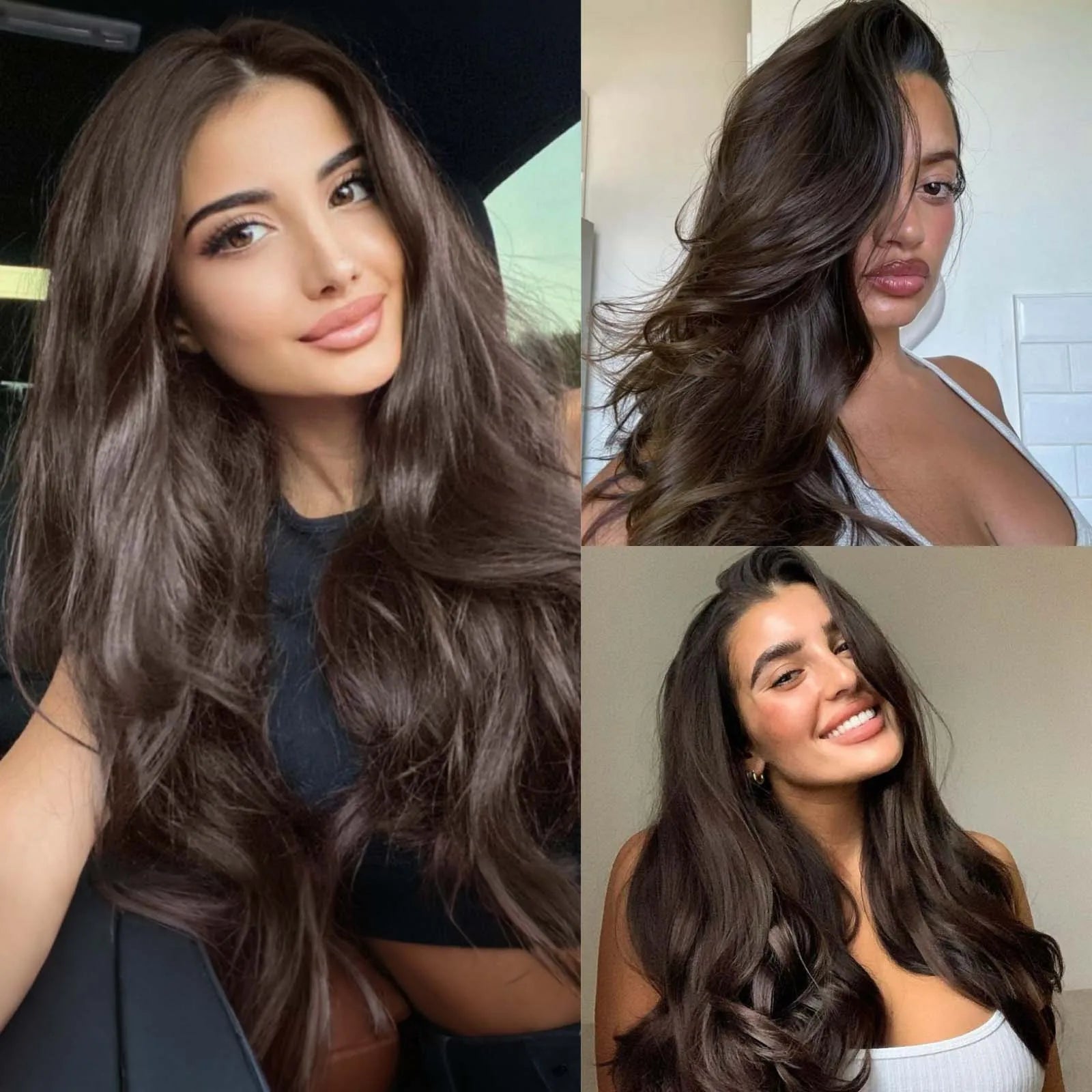 Chestnut Brown Wig Long Curly Wavy Synthetic Hair Wig Free Part Natural Wave 13X4 Lace Front Wigs for Women Daily Party Cosplay
