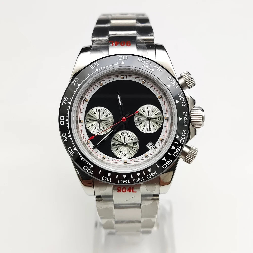 20 color Business 39mm Quartz Watch Men's Timing Sapphire Crystal VK63 Movement Calendar Luminous Blue Dial Stainless Steel Stra