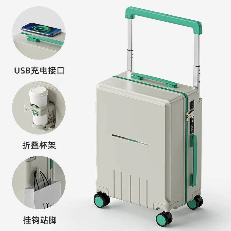 Luggage Sets English Multifunctional Wide Tie Rod Suitcase 20 Inches Fashionable and Lightweight Universal Wheel Suitcase