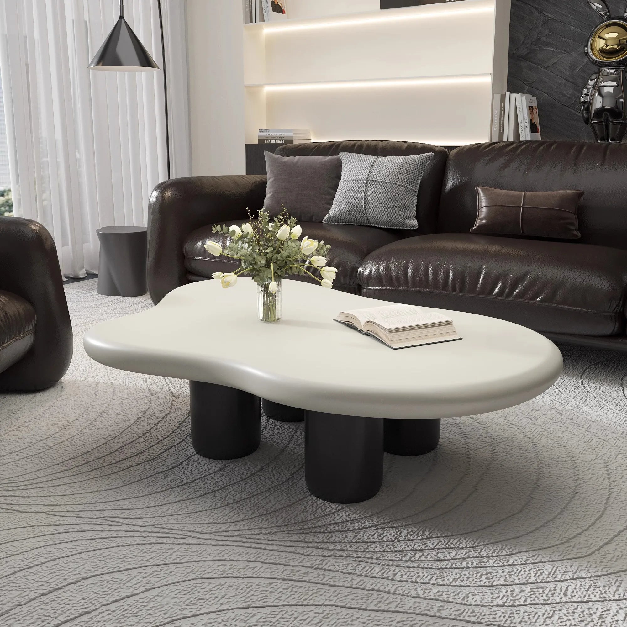 New European Style Living Room Furniture Irregular Coffee Table Brown Solid Wood Creative Cloud Coffee Table - Kimlud