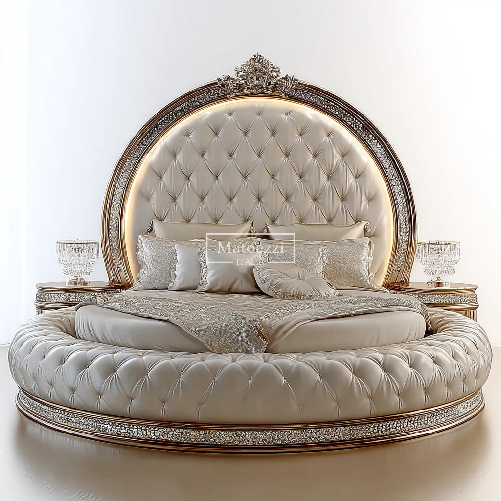 Luxury Crystal Tufted Bed Oversized Mirror Headboard Royal Baroque Velvet Upholstery for Home Hotel Elegant Bedroom Furniture - Kimlud