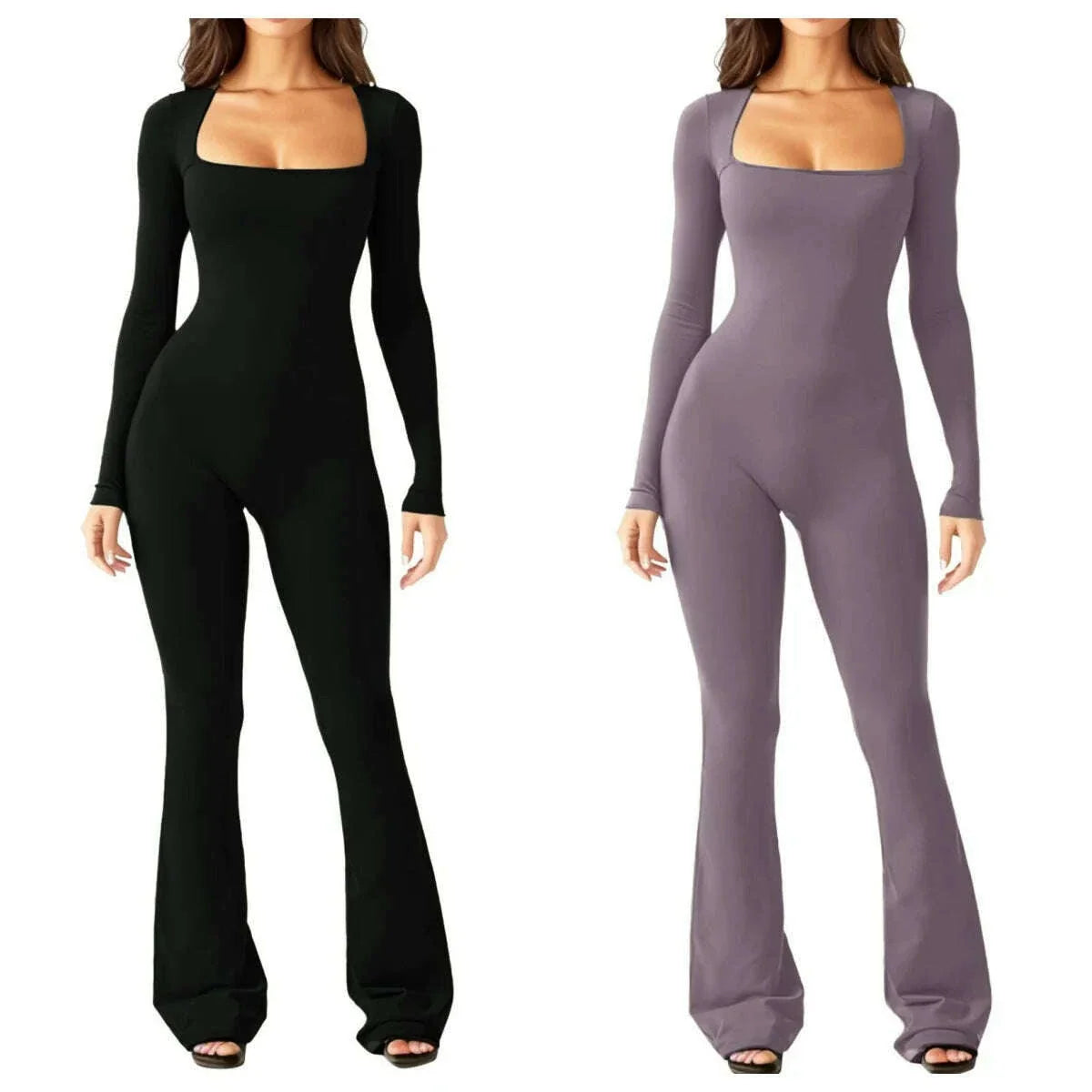 New Popular Women Wide Leg Yoga Bodysuit Outfit One Piece Gym Fitness High Quality Sport Long Sleeve Plus Size Jumpsuit