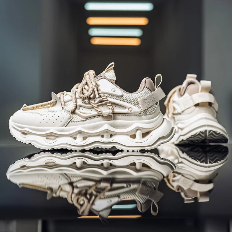 Men's sports shoes four seasons new thick-sole non-slip outdoor casual running shoes student light breathable soft-sole sneakers - Kimlud