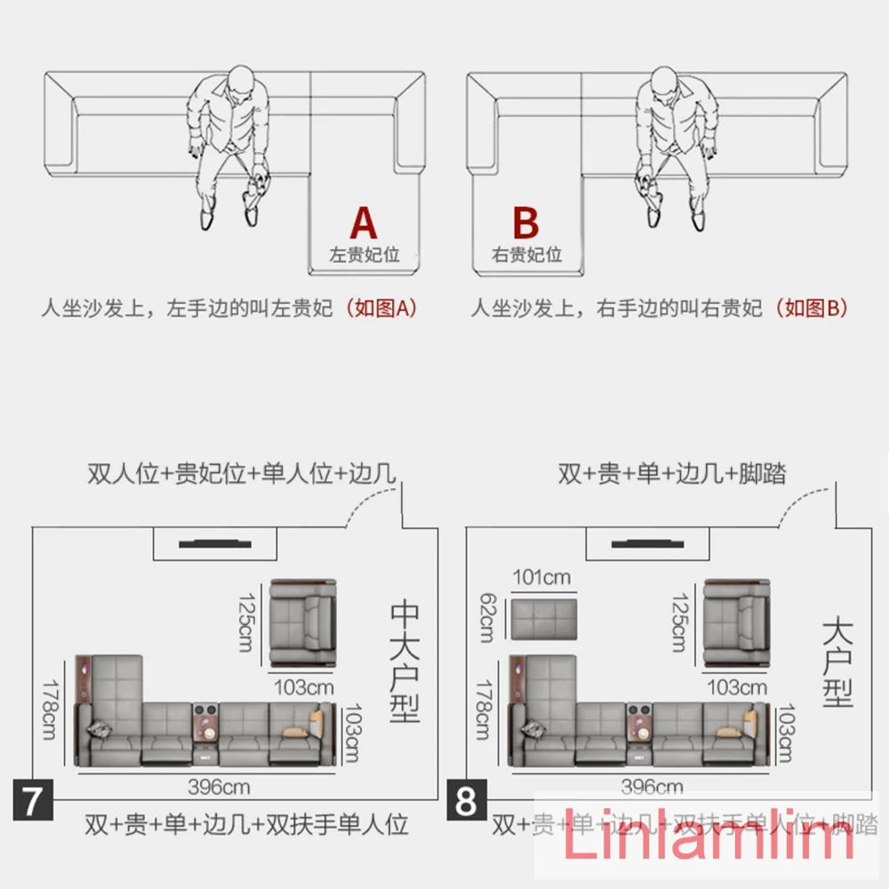 Beautify Your Living Room with Linlamlim Italian Genuine Leather Sofa - Bluetooth Speaker, Adjustable Headrests and USB...