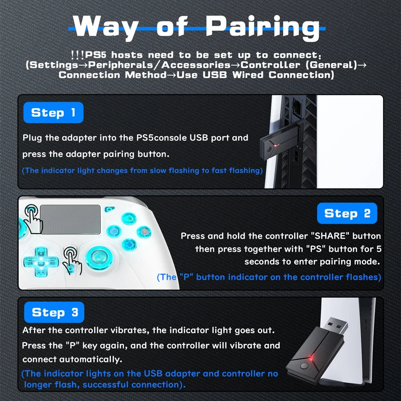 Wireless Controller For PS5 Console Supports BLACK MYTH WUKONG W/ Turbo Dual Vibration For Steam/PC Game Control Accessories