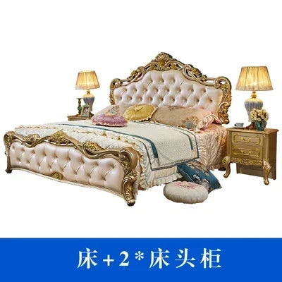 Luxury Human Bedroom Set Wooden Sleeping Letti E Mobili Nordic Furniture Large Princess Master Bedroom Set Double Villa High - Kimlud