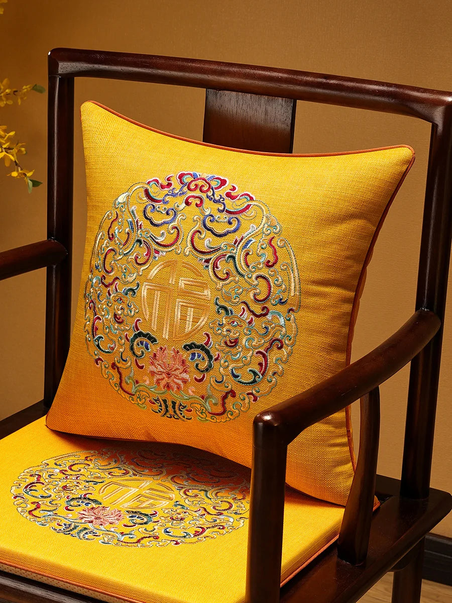 Embroidered Chinese Luxury Cushion Cover 45x45cm Elegant Crane Decorative Linen Pillowcase Living Room Sofa Autumn Pillow Covers