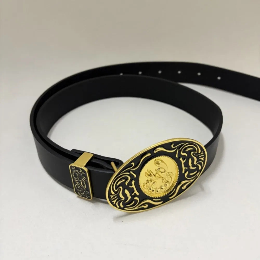 New Luxury Women's Belt Leather Adjustable Waist Belt Buckle Lobster Engraved Buckle Waist Chain for Dresses | Kimlud...