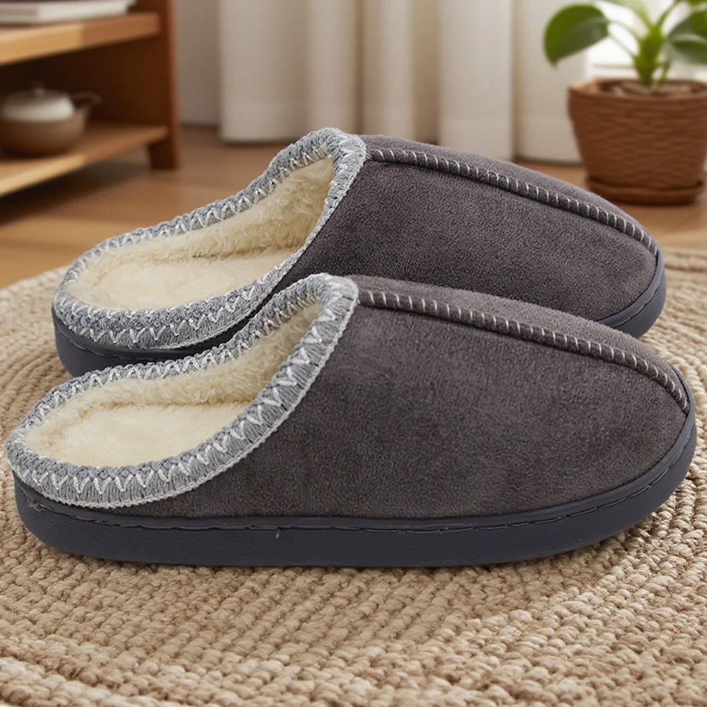 Cotton Slippers for Autumn and Winter Indoor Thick-Soled Non-Slip Couple Warm Fleece-Lined Soft Sole