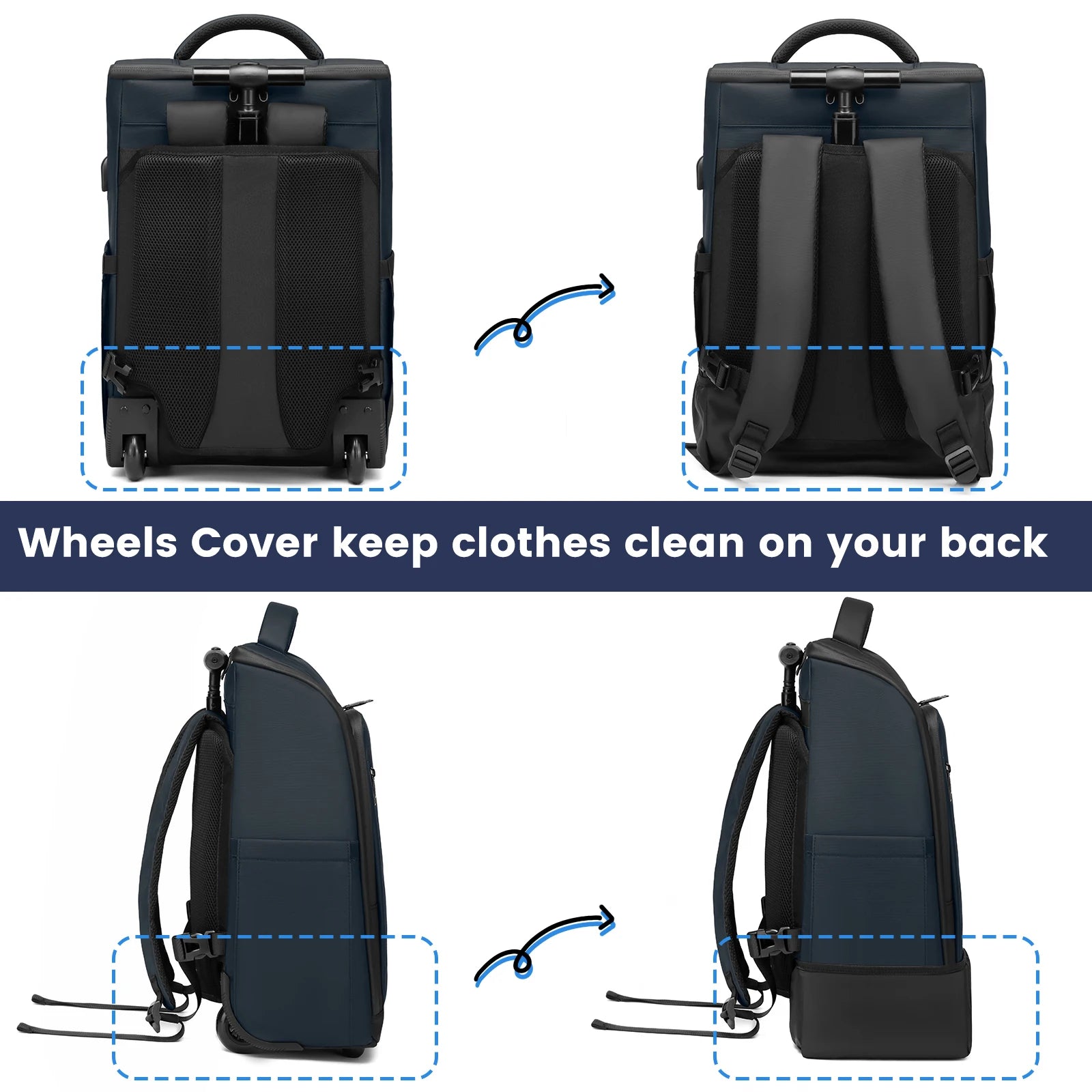 Business Rolling Backpack with Wheels Cabin Carry on Bag Waterproof Business Travel Laptop Bags Carry on Luggage bags 18 Inch