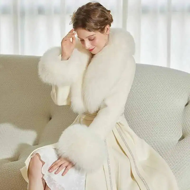 Real Fox Fur Collar Cuffs Set For Women Men Winter Neck Warmer Furry Scarf Fluffy Pelt Fur Shawl Coat Overcoat Fashion Accessory