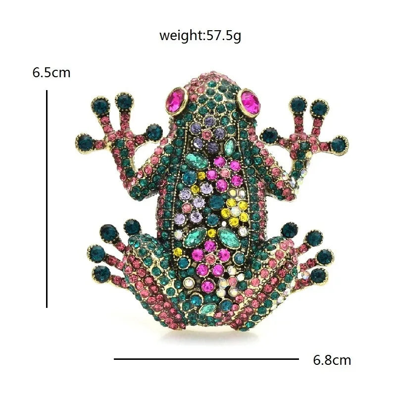 Luxury frog brooch unisex color rhinestone sparkling animal pin jewelry