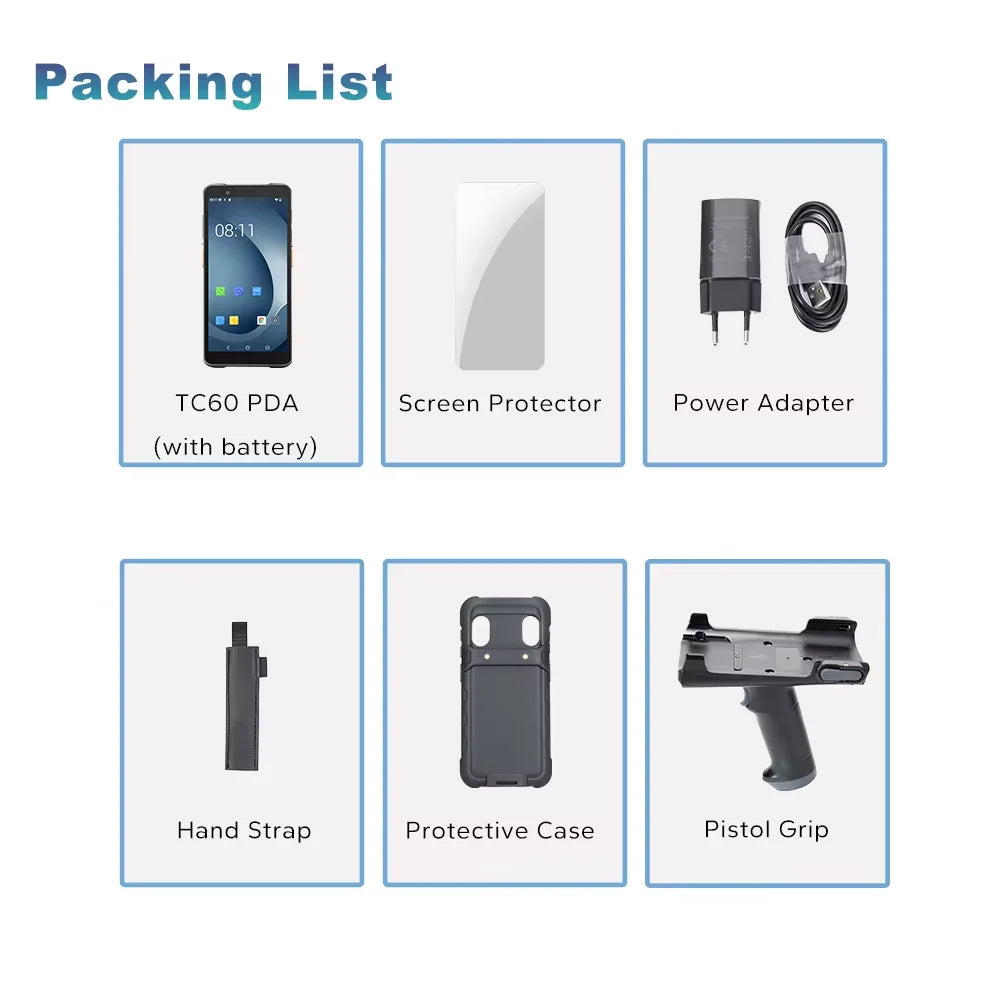 TC60 6.0-inch PDA Rugged Android Smart Terminal 2DBarcode Scanner with WIFI Bluetooth High Quality Mobile Industrial RFID - Kimlud