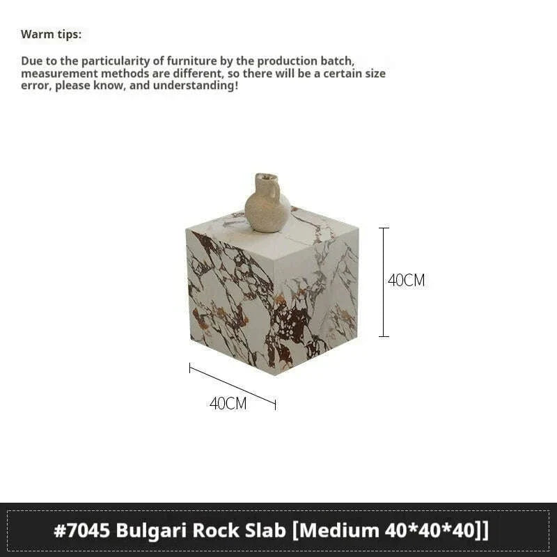 Luxury Stone Coffee Table, Nordic French Retro Design, Compact Corner Table Set for Small Space Living Room, High-End Side Table