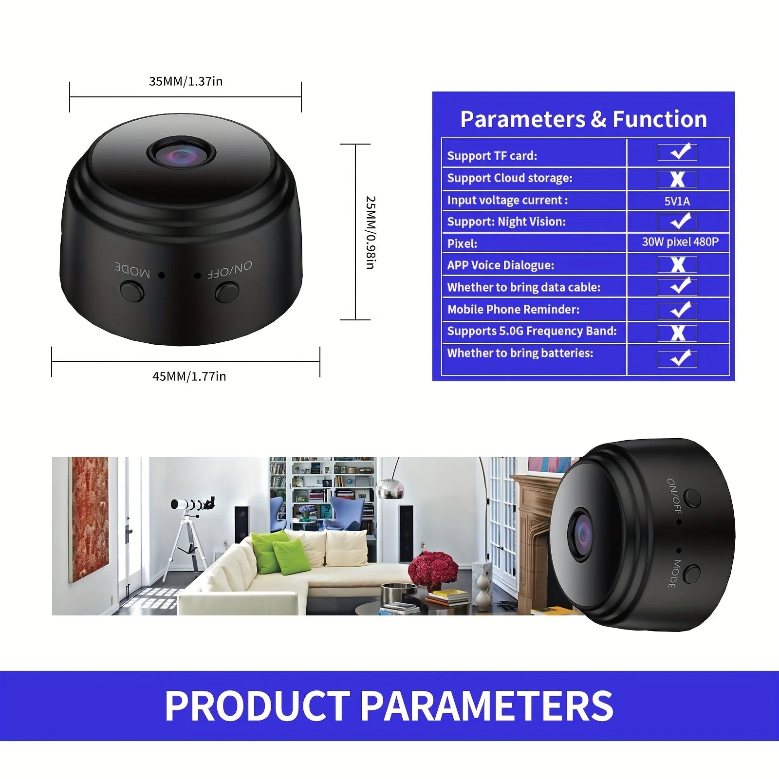 A9 Smart Mini Camera with Phone Connectivity - Best Practical Christmas Holiday Gift Choice!for Pet Care\Elderly Care,Smart Home