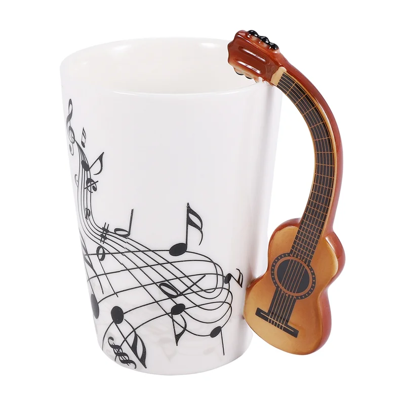B62B-Creative Novelty Guitar Handle Cup Free Spectrum Coffee Milk Tea Cup Personality Mug Unique Musical Instrument Gift...