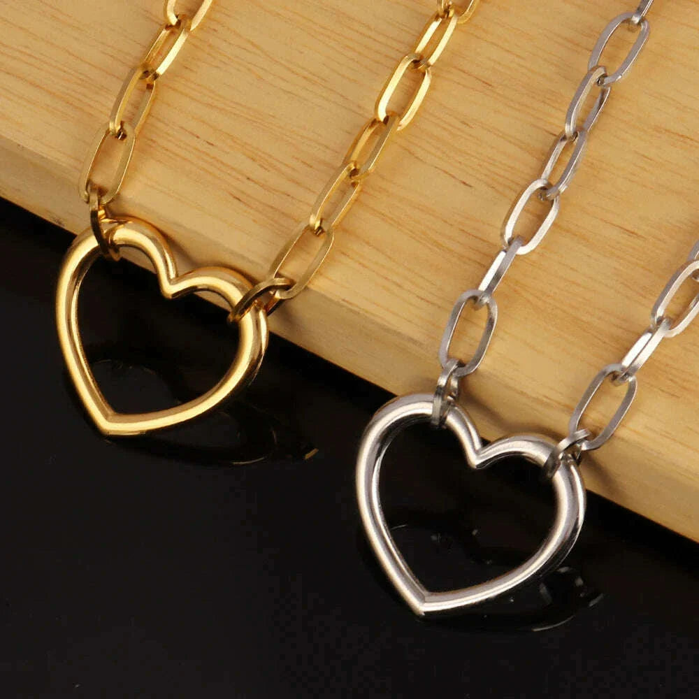 316L Stainless Steel Necklace For Women Choker Necklace Heart Clavicle Chain Necklaces Charm Heart Pendant Necklace Jewelry Gift
