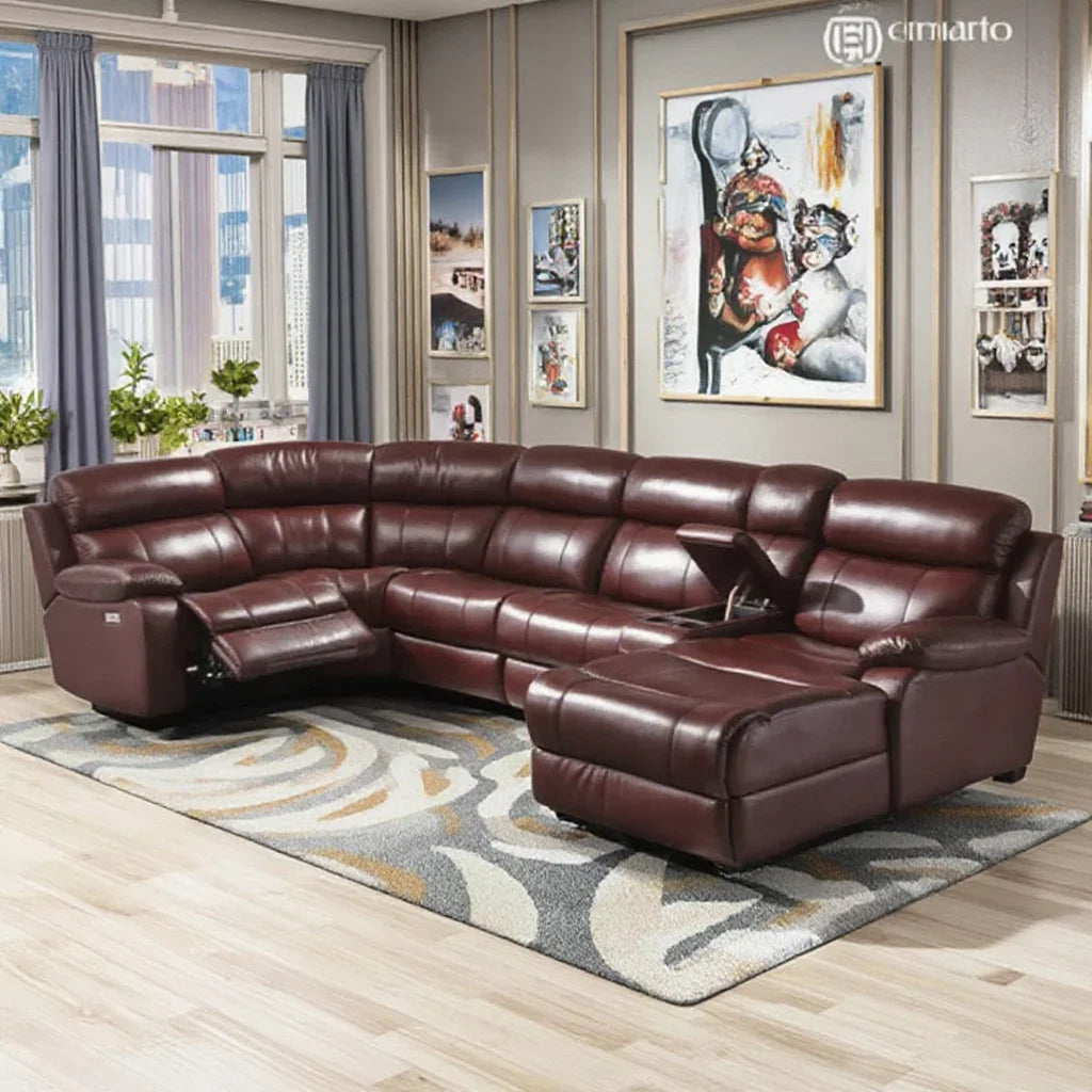 A Modern Luxury Extendable 7 Seater Recliner Sectional Sofa Set Italian L Shaped Recliner Corner Sofa for Living Room |...
