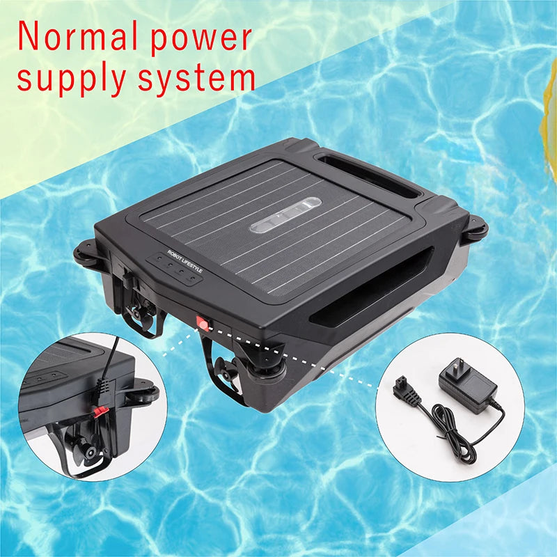 Robot Lifestyle Skimmer Swimming Pool Cleaner APP control, Robotic Water Cleaner S001A 5000mAh Lithium Battery, Solar Panel 10W