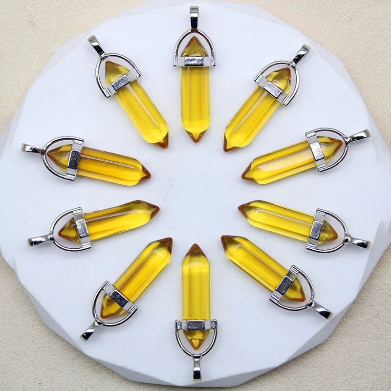 New Fashion Glass Colorfull Pillar Point Charm Pendants for Jewelry Pendants Making 24pcs/lot Wholesale Free Shipping