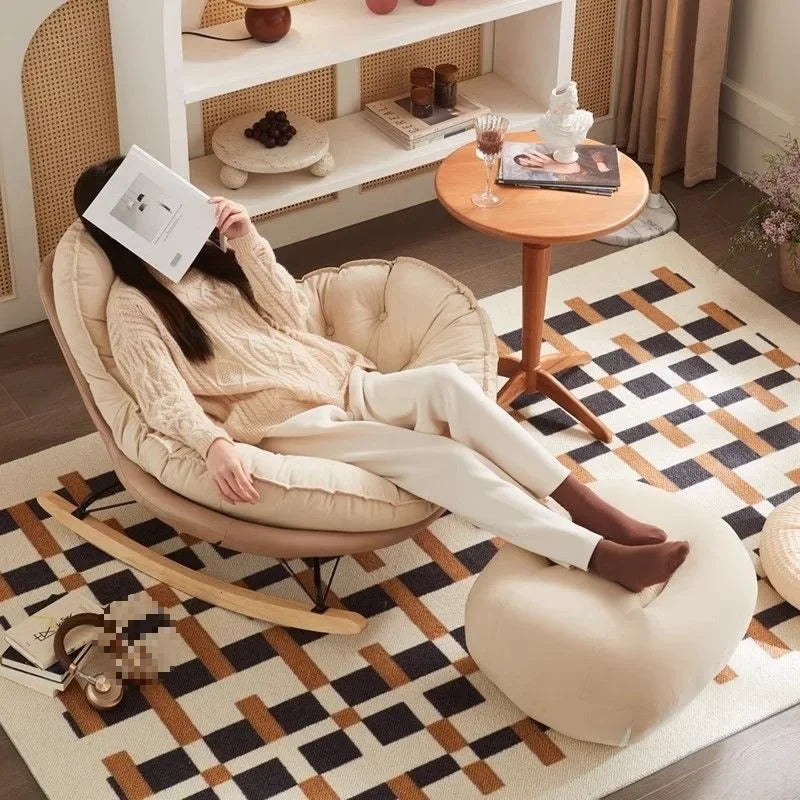Home Balcony Casual Rocking Chair Lounge Comfortable Sofa Iving Room Bedroom Nordic Luxury Furniture Chaise Lounge Accessories